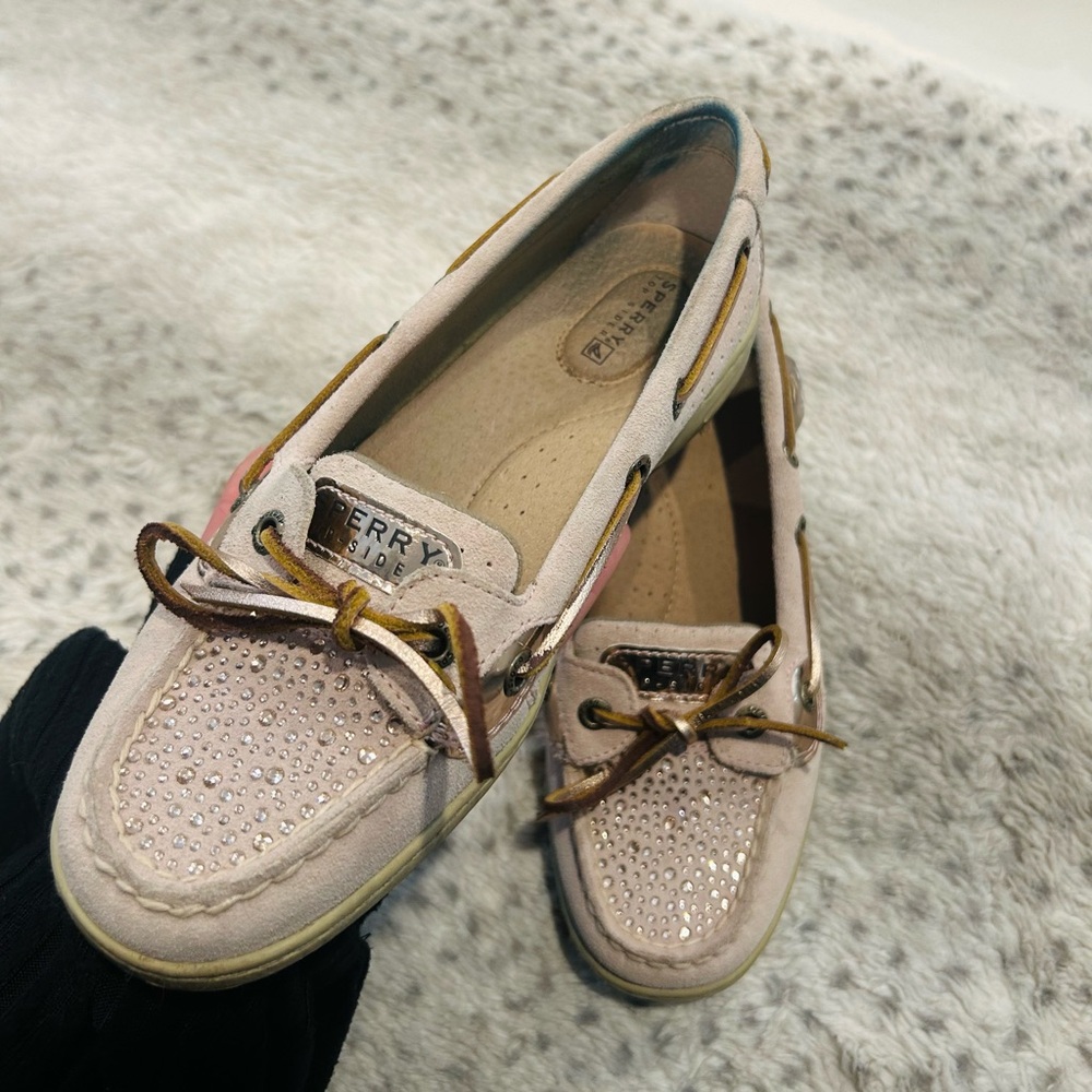 Sperry Women's Pink Moccasins with Rhinestones